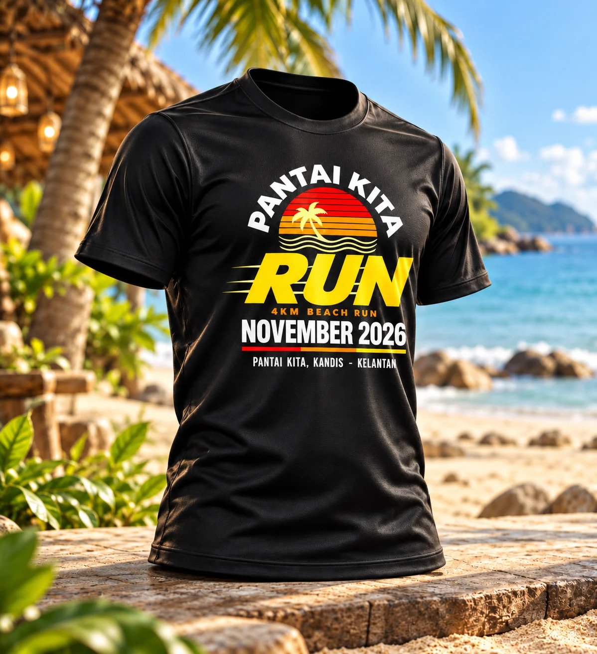 Baju official running Pantai Kita Run warna hitam